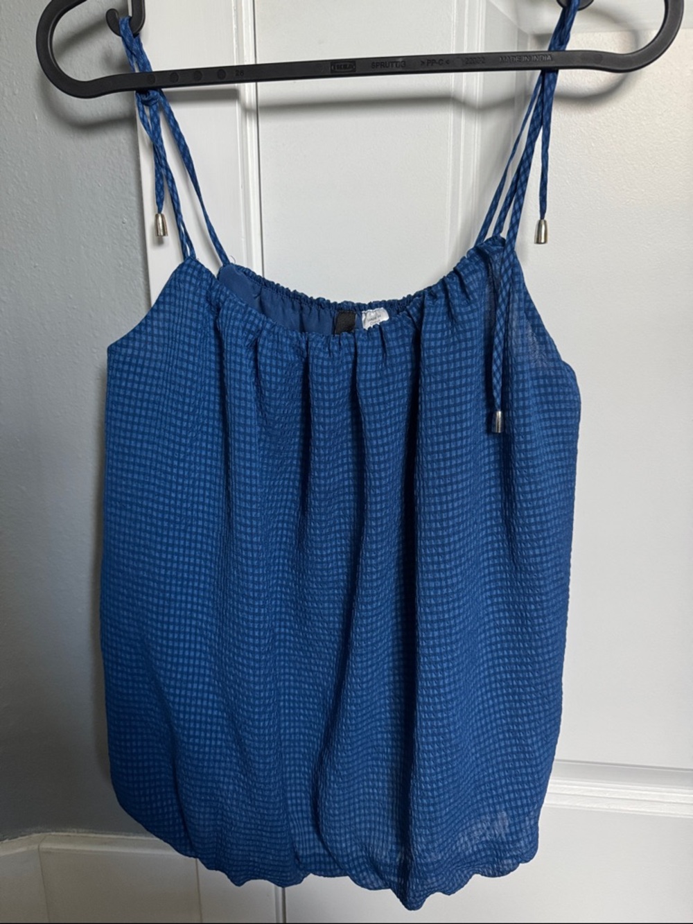 H&M Blue Waffle-Texture Spaghetti Strap Tank Top